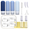 16 Pack Travel Bottles Set for Toiletries, Leakproof Travel Containers for Toiletries TSA Approved Silicone Travel Accessories Squeezable Refillable 3oz for Shampoo Conditioner Lotion Blue