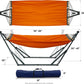 Tranquillo Sturdy Steel Hammock with Stand Premium Cotton Canvas Hammock, 600 lbs Capacity Hammock Stand Folding, Portable 30-Second Fold Unfold Hammock for Camping, Orange