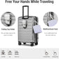 KYME Suitcases with Wheels Hardshell 26 Inch Luggage with TSA Lock Durable Medium Checked Travel Rolling Luggage with Cup Holder for Women Men Silver Grey
