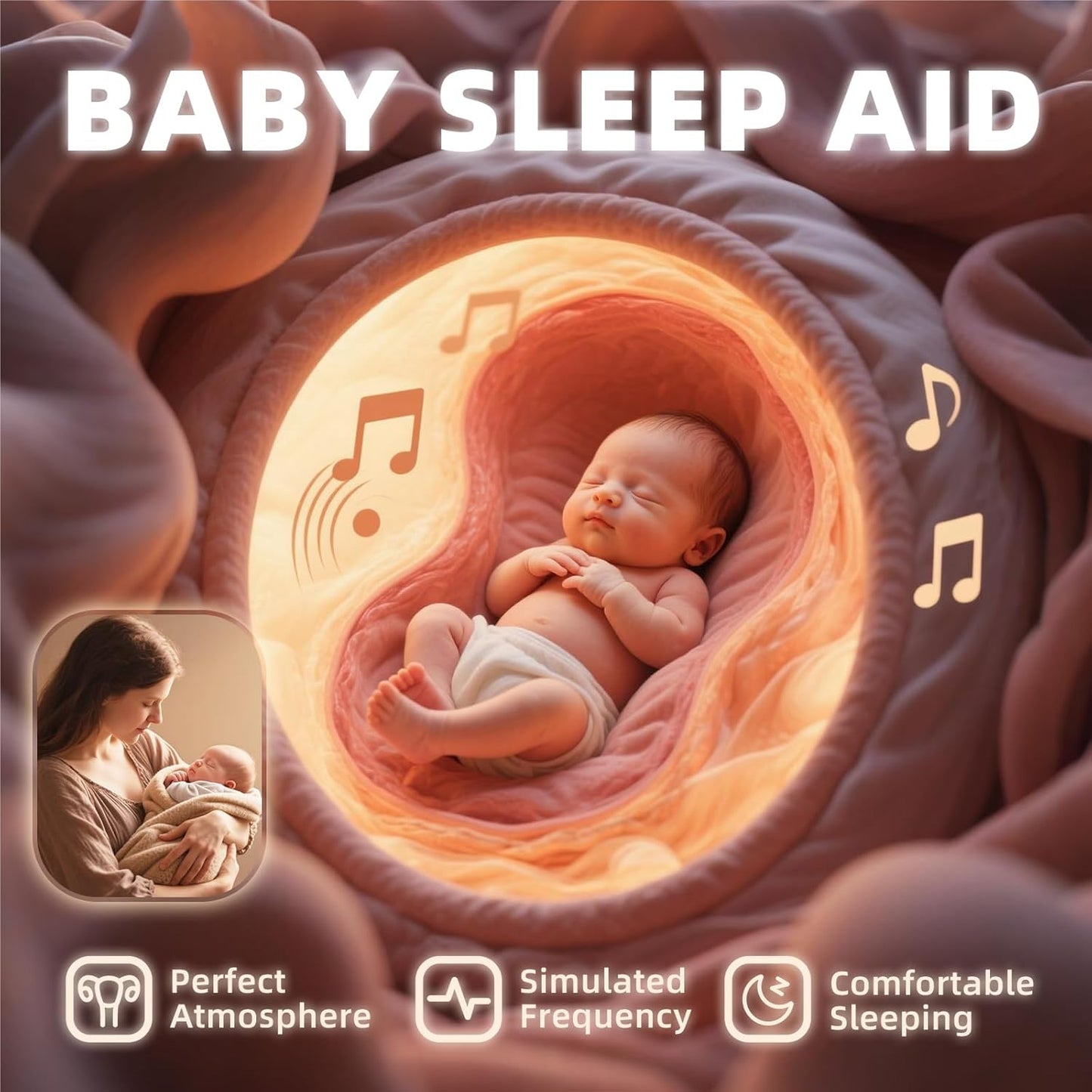 Portable White Noise Machine for Baby Adults, Rechargeable Brown/Pink Noise Sound Machine for Sleeping, 20 Soothing Sounds with Night Light for Travel, Nursery, Office Privacy & Noise Canceling