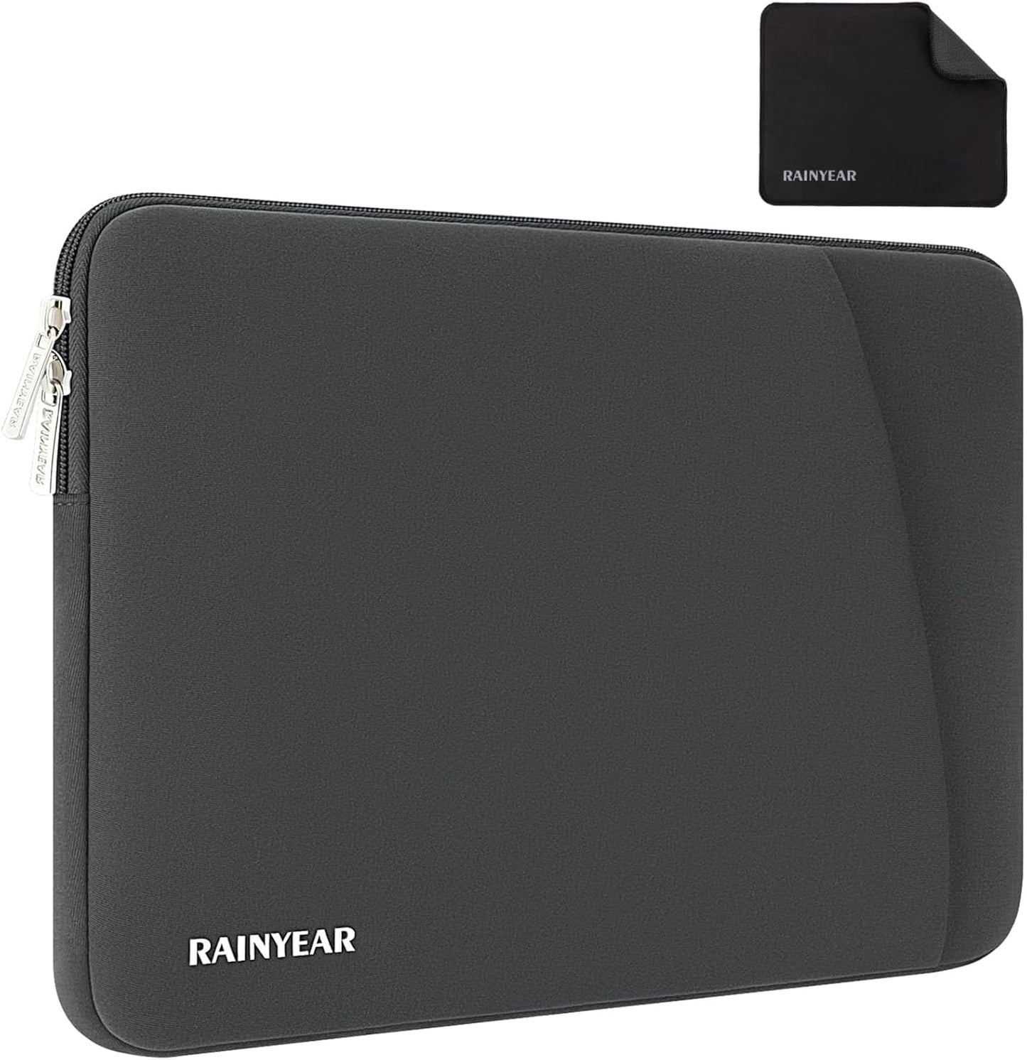 RAINYEAR Laptop Sleeve Case with Front Pocket, 15.6 Inch Protective Portable Case with Front Pocket, Briefcase Laptop Carrying Bag Cover Compatible for HP, Dell, Asus, Lenovo, Notebook, Gray
