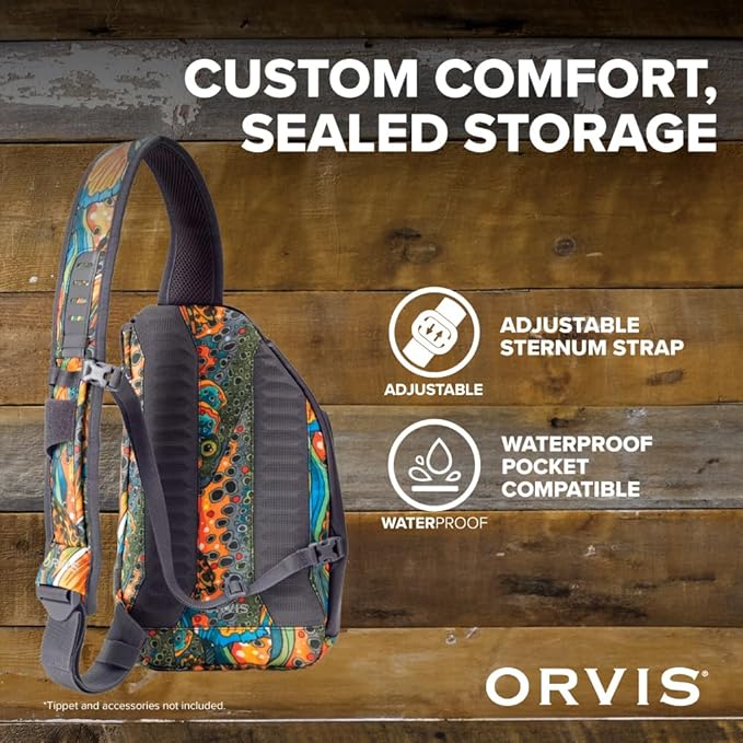 Orvis Mini Sling Pack (26B2) Shoulder Strap Tackle Backpack - Fly Fishing Tool Bag of 100% Recycled ECO CORDURA Fabric With TPU Coating, 5-Liter Capacity and Internal Features, Fishe Unbound Brown - One Size