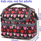 FlowFly Double Decker Cooler Insulated Lunch Bag Large Tote for Boys, Girls, Men, Women, With Adjustable Strap,Heart