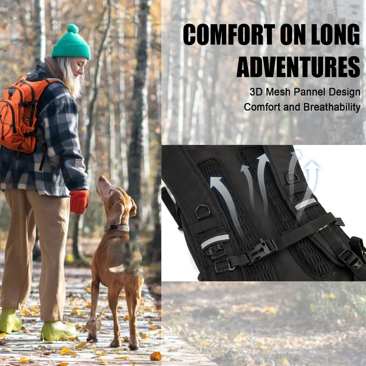Hydration Backpack Pack with 2L Water Bladder 18L Hiking Backpack Women Men Lightweight Hydropack Insulated Daypack for Biking, Running, Festival - Roamly