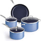 Nuwave Healthy Duralon Blue Ceramic Nonstick Coated 7pc Cookware Set, Scratch-Resistant Diamond Infused, PFAS Free, Induction Ready & Evenly Heats, Oven Safe, Tempered Glass Lids