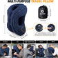 Inflatable Travel Pillow,Multifunction Travel Neck Pillow for Airplane to Avoid Neck and Shoulder Pain,Support Head,Neck,Used for Sleeping Rest, Airplane and Home Use,with Eye Mask, Earplugs,Blue