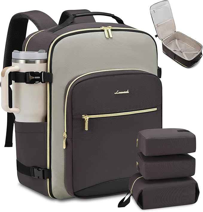 LOVEVOOK 40L Travel Backpack for Women & Men, Airline Approved Carry On Luggage with 3 Packing Cubes, TSA Overnight Bags, Waterproof Personal Item Bag, Weekender Essentials Backpacks fits 17" Laptop