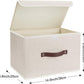 TYEERS Collapsible Storage Boxes, Washable Fabric Storage Bins with Lids, 14.9x9.8x9.8 inches, 3 Pack, Beige
