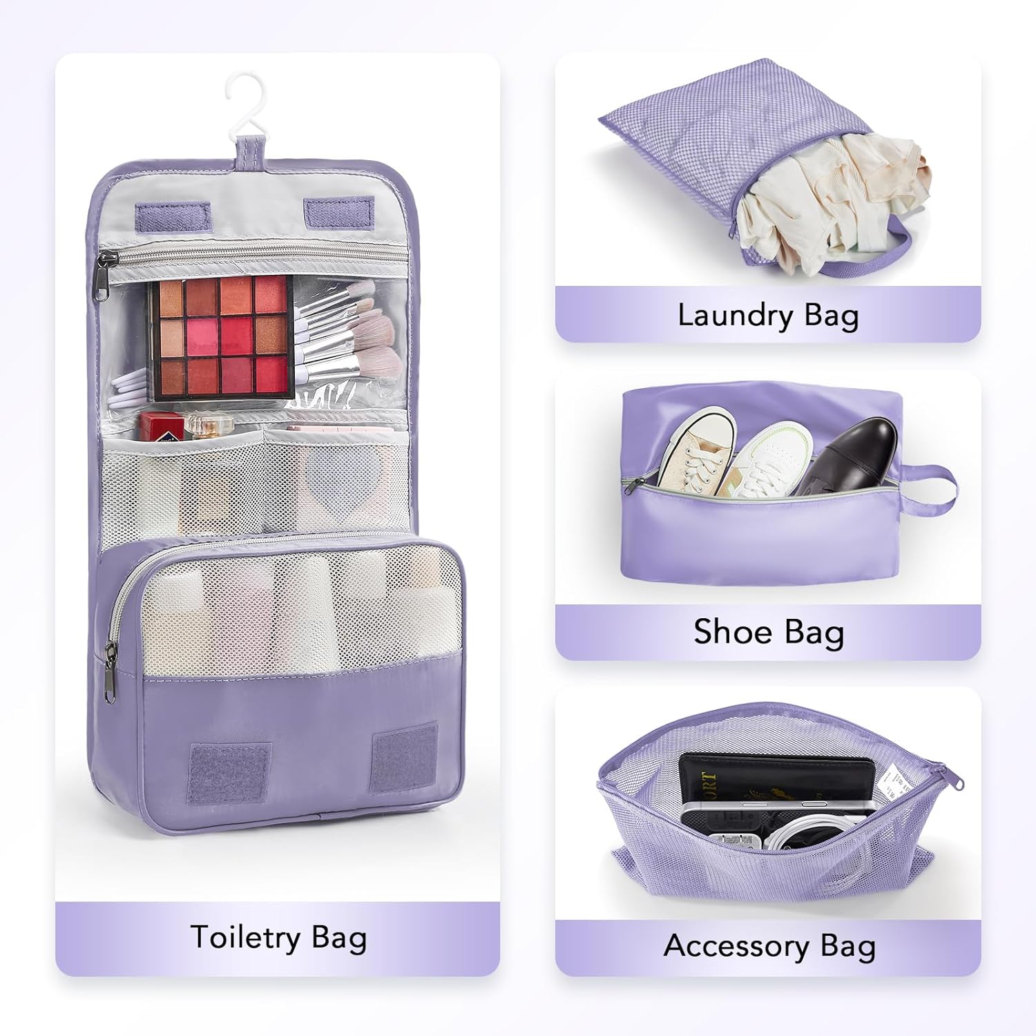 10 Set Compression Packing Cubes for Travel Essentials,Compressible Expandable Packing Cubes for Suitcase,OlarHike Luggage Organizer Bags for Travel,Handy Helper for Organizing Clothes(Purple Gray) - Roamly