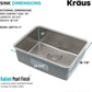KRAUS Dex 25-Inch Undermount Single Bowl TRU16 Gauge Stainless Steel Kitchen Sink with DrainAssure WaterWay and VersiDrain Assembly in Radiant Pearl Finish, KD1US25B