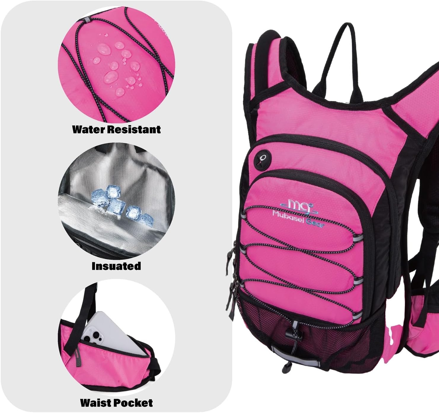 15L Insulated Hydration Backpack Pack with 2L Water Bladder Lightweight Hiking Backpack Bag for Women Men Daypack for Hiking Running Festival Camping Biking - Roamly