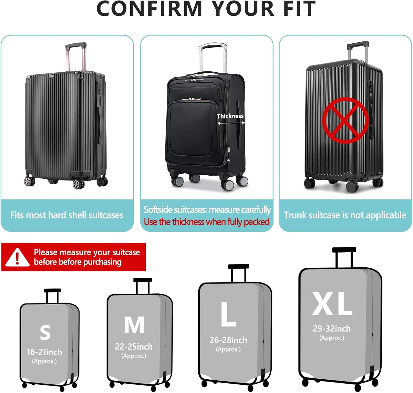 Travelkin Luggage Covers For Suitcase Tsa Approved,Suitcase Cover Protector Fit 18-32 Inch Luggage (Blue Wave, S)