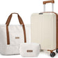 LIGHT FLIGHT 3-Piece Luggage Sets, Expandable Carry On Luggage 22x14x9 Airline Approved, Hardside Carry On Suitcases with Wheels, TSA Lock Travel Luggage Sets, Beige and Brown