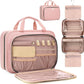 8L Travel Toiletry Bag with Jewelry Organizer for Women - 2.1 GAL Water-resistant Makeup Cosmetic Bag With Hanging Hook for Accessories Shampoo Full-size Container, Pink