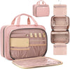 8L Travel Toiletry Bag with Jewelry Organizer for Women - 2.1 GAL Water-resistant Makeup Cosmetic Bag With Hanging Hook for Accessories Shampoo Full-size Container, Pink