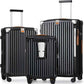 Joyway 3 Piece Set Hardside Expandable Luggage with USB Charging Port and Cup Holder, TSA Lock Spinner Wheels Suitcase for International Travel, Lightweight Carry On Checked Baggage, Black