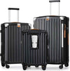 Joyway 3 Piece Set Hardside Expandable Luggage with USB Charging Port and Cup Holder, TSA Lock Spinner Wheels Suitcase for International Travel, Lightweight Carry On Checked Baggage, Black