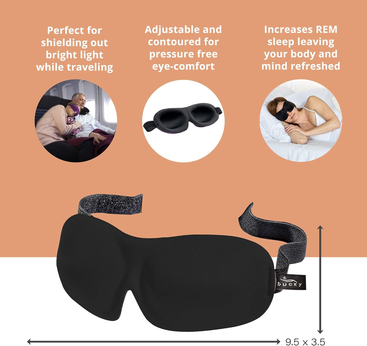Bucky 40 Blinks No Pressure Eye Mask for Travel & Sleep, Hibiscus Leaf, One Size