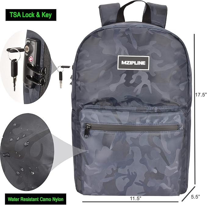 Backpack Bag With TSA Lock & Key-Smell Proof Daypack bag for Men & Women Travel