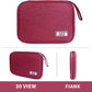 Electronics Travel Organizer,Portable Waterproof Electronic Travel Storage Bag for Small Charging Cord Storage,Charger,Small Electronics,SD Card etc,for Travel,Business -Wine Red