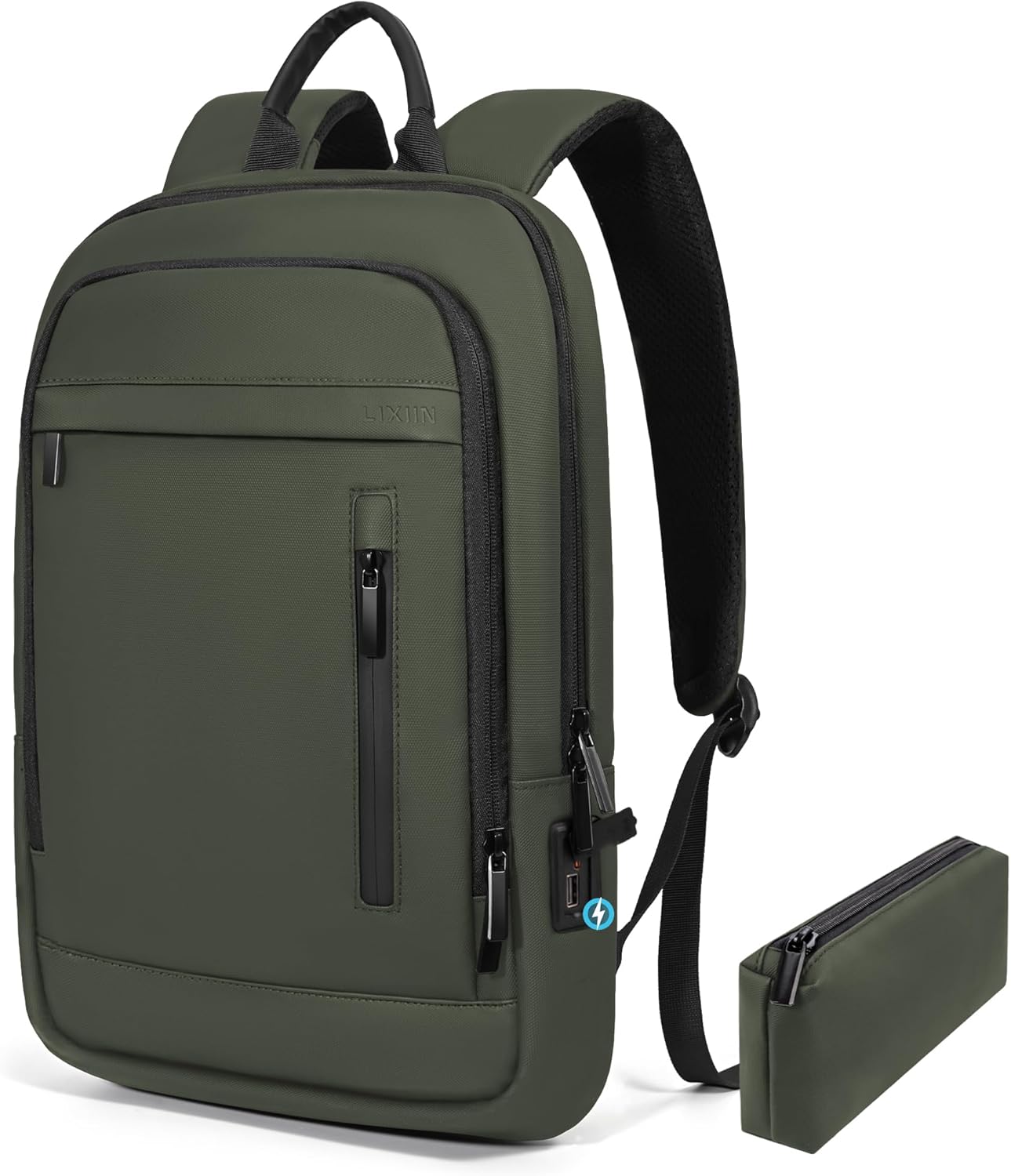Business Backpack for Men Lightweight Commute Laptop Backpack Anti-Theft Water Resistant Backpack for 17.3 Inch Computer for Daily Office Work with Small Bag (Green)