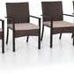 PHI VILLA Outdoor Wicker Chairs Set of 4, Rattan Covered Metal Armchairs with Removable Cushion, Heavy Duty Furniture Set for Patio, Deck, Porch, Yard