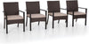 PHI VILLA Outdoor Wicker Chairs Set of 4, Rattan Covered Metal Armchairs with Removable Cushion, Heavy Duty Furniture Set for Patio, Deck, Porch, Yard