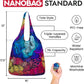 Nanobag Ultra-Lightweight Foldable Tote for Women & Men, Reusable Grocery & Travel Bag, Packable Collapsible Compact Market Essential (Standard Neon Flowers)