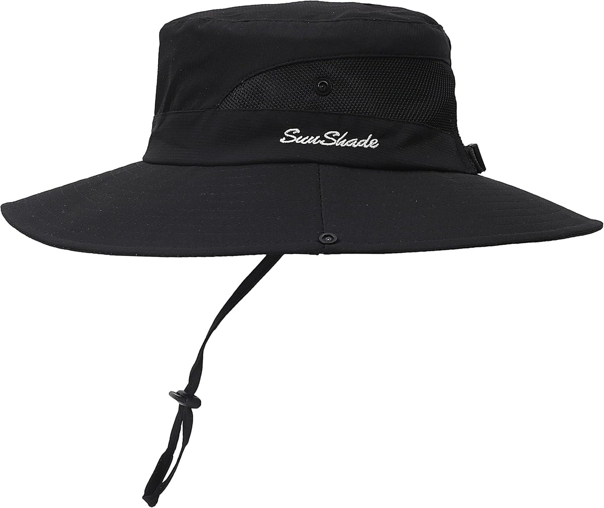 Womens Summer Sun Hat Beach Hat Wide Brim Outdoor UV Protection Hat Foldable Cool Mesh Ponytail Bucket Hat