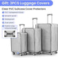 3 Piece Luggage Set 100% PC Hardshell, Front Opening Expandable Suitcase (20/24/28) with Laptop Compartment & Free Custom PVC Covers, Trunk Style Lightweight Spinner Wheels TSA Lock (Silver)
