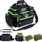 Goture Fishing Tackle Bag with 4pcs 3700 & 2pcs 3600 Tackle Boxes, 600D Water-Resistant Soft Side Saltwater Gear Storage Fishing Bag with Rod Straps, Detachable Water Bottle Pouch, Waterproof Bottom