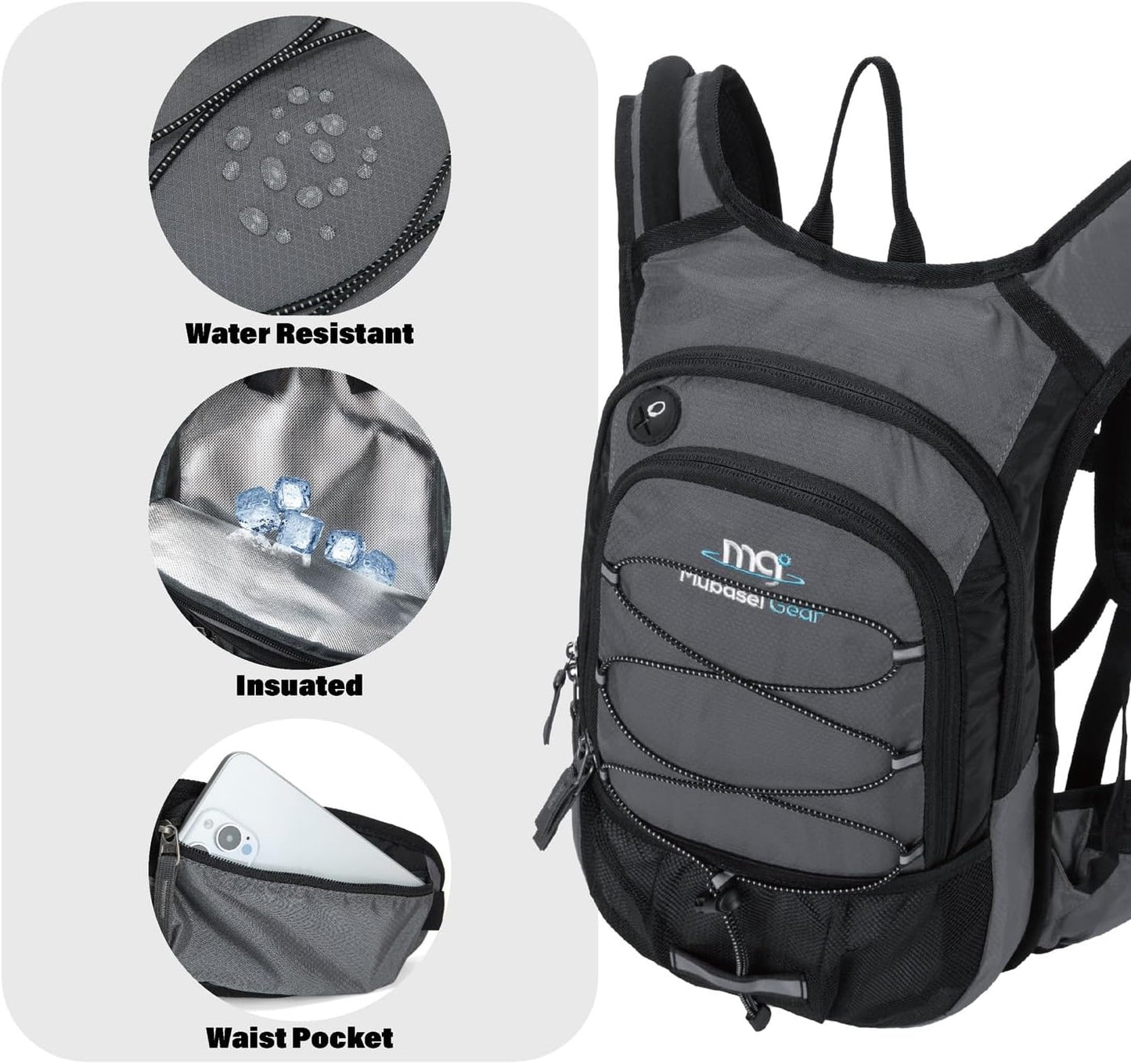 15L Insulated Hydration Backpack Pack with 2L Water Bladder Lightweight Hiking Backpack Bag for Women Men Daypack for Hiking Running Festival Camping Biking - Roamly