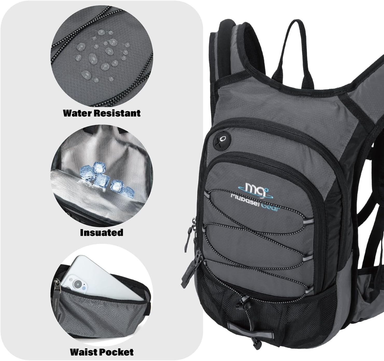 15L Insulated Hydration Backpack Pack with 2L Water Bladder Lightweight Hiking Backpack Bag for Women Men Daypack for Hiking Running Festival Camping Biking - Roamly
