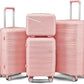 4 Piece Expandable Hardshell Pink Luggage Sets with Spinner Wheels, Lightweight Travel Suitcase Set with TSA Locks, 20 inch Carry On for Women (Pink, 4 Piece Set)