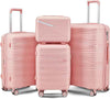 4 Piece Expandable Hardshell Pink Luggage Sets with Spinner Wheels, Lightweight Travel Suitcase Set with TSA Locks, 20 inch Carry On for Women (Pink, 4 Piece Set)