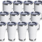 HASLE OUTFITTERS 20oz Tumbler Bulk with Lid, Stainless Steel Tumbler Bulk with Handle, Metal Insulated Travel Coffee Mug Set with Handle, Double Wall Vacuum Leak Proof Tumbler Cup, White 12 Pack
