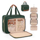 Wedama Toiletry Bag for Women, Hanging Travel Toiletry Bag with Jewelry Organizer Compartment Large Makeup Bag, PVC Waterproof Cosmetic Travel Bag Trips Camping Bathroom, Dark Green - Roamly