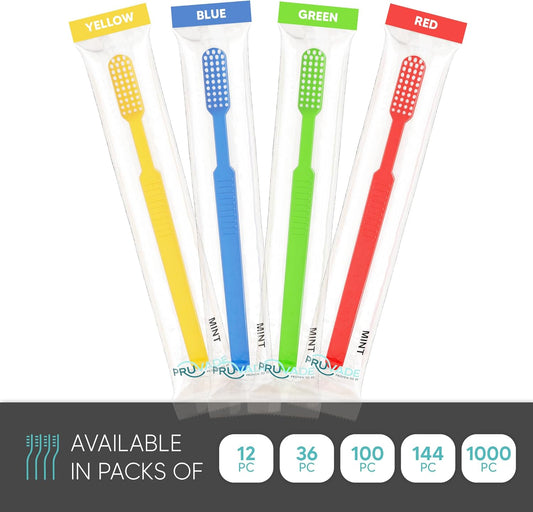 12 Pack Disposable Toothbrushes with Toothpaste, Built in - Prepasted Toothbrushes Individually Wrapped |Single Use Waterless Tooth Brush with Soft Bristles for Airbnb, Hotel, Camping, Travel
