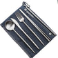 Gugrida Reusable Travel Utensils, 7 Pieces Portable 18/10 Stainless Steel include Knife Fork Spoon Chopsticks Cleaning Brush Straws Portable Pouch, Eco-friendly Camping Silverware Set, Dishwasher Safe