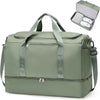 Large Travel Duffle Bag,Carry on Overnight Weekend Bag with Shoes Compartment,Weekender Bags for Women for Travel Business Trips Sport Hospital,Olive Green