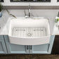 33 White Farm Sink - Fulorni 33"x20" Curved Apron Front Farmhouse Kitchen Sink Ceramic Porcelain Fireclay Single Bowl Farmer Style Basin