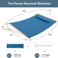 ANOW Quilted Hammock with Spreader Bars and Detachable Pillow, Large Hammock for Outdoors Indoors, 450 LBS Weight Capacity, Blue