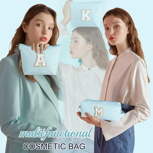 YOOLIFE Initial Makeup Bag for Girls Women - Skin Care for Teens 10-12 | Make Up Bag | Trendy Stuff for Tween Girls & Women | Graduation & Mothers Day Gifts - Roamly