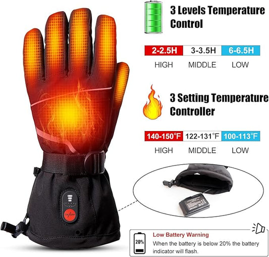 SNOW DEER Heated Motorcycle Gloves for Men Women, Electric Glove Rechargeable Battery Heated Hand for Motorcycle Biking Hunting Arthritis Skiing Working