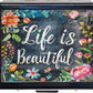 Cute and Portable Metal Pill Organizer – 8 Compartments, Elegant Chrome Finish, Ideal for Travel and Daily Use (Life is Beautiful Floral)