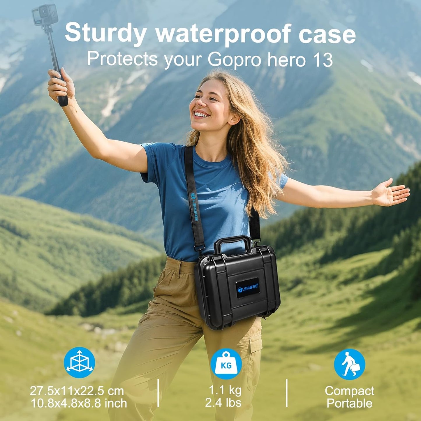 Lekufee Waterproof Hard Case Compatible with Gopro Hero 13/12/11/10/9/8/Media Mod/Gopro Volta/Creator Edition/Action Camera and Accessories(Case Only)