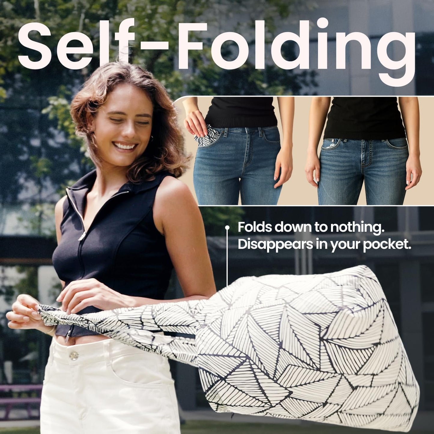Nanobag Ultra-Lightweight Foldable Tote for Women & Men, Reusable Grocery & Travel Bag, Packable Collapsible Compact Market Essential (Standard Duck)