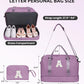Women's Personalized Monogram Overnight Weekender with Shoulder Strap, Wet Pocket, Makeup Bag Gifts (Letter W) - Roamly