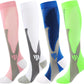 Kickticks 4 Pairs Compression Socks for Woman & Man Unisex 20-30mmHg Knee high Plus Size Wide Calves for Flying Running…