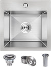 15 x 15 Inch Drop In Kitchen Bar Sink, Stainless Steel Single Bowl Topmount Bar Prep Sink Small Kitchen Sink with Basket Strainer